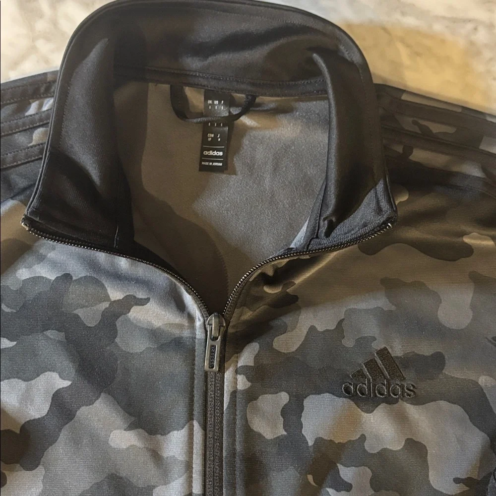 adidas Black and Gray Camouflage track Jacket